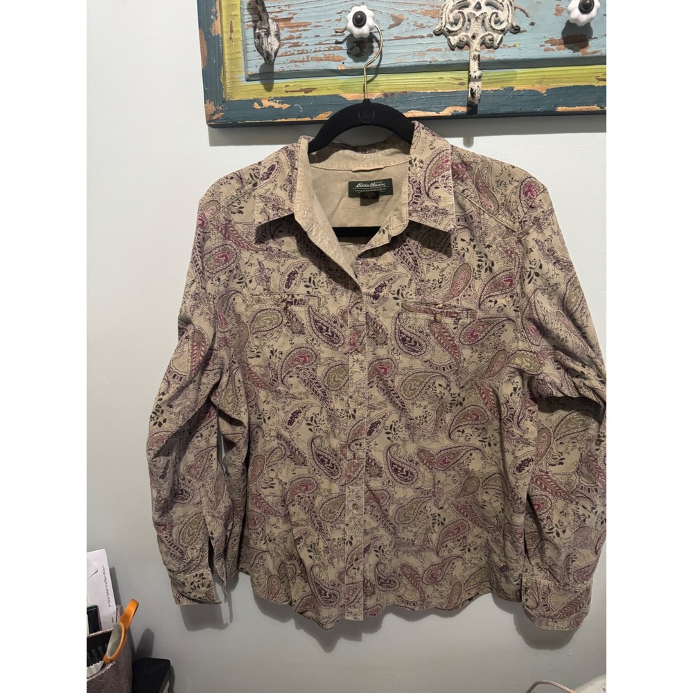 Eddie Bauer paisley print long-sleeve button-down‎ shirt.